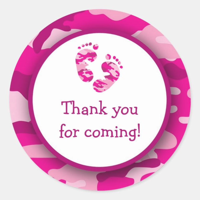 Stickers Baby shower Camo Rose Hot / Camouflage (Devant)