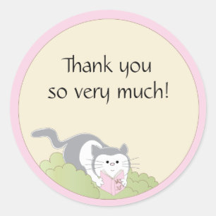 Stickers baby shower "Chat/Rose/Livre" 1 1/2" ou 3