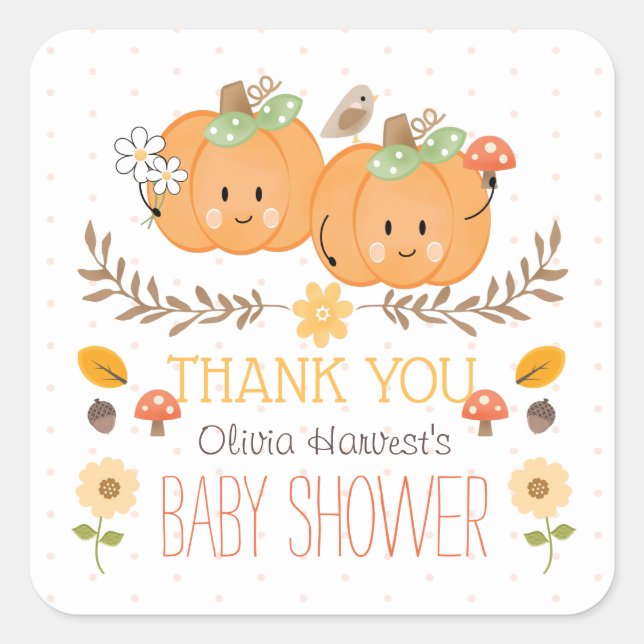Stickers Baby shower Citrouille Twin Girl (Devant)