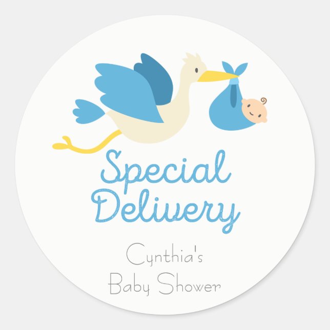 Stickers Baby shower de cigogne (Devant)