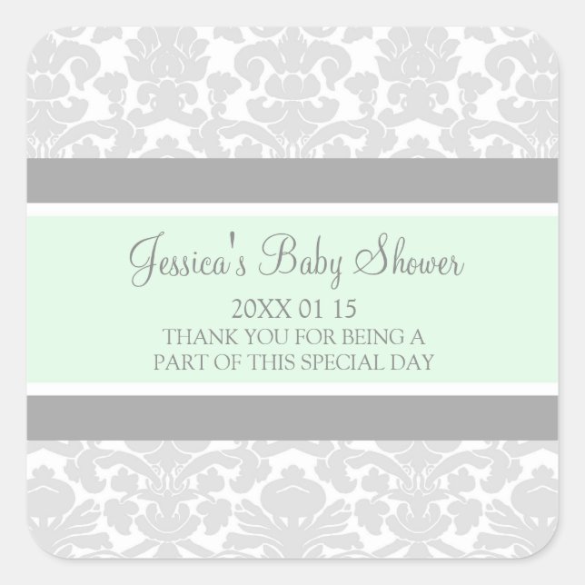Stickers Baby shower de damas gris de Mint Favoris (Devant)
