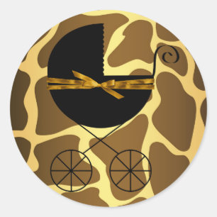 Stickers Baby shower de la Giraffe Noire et Or