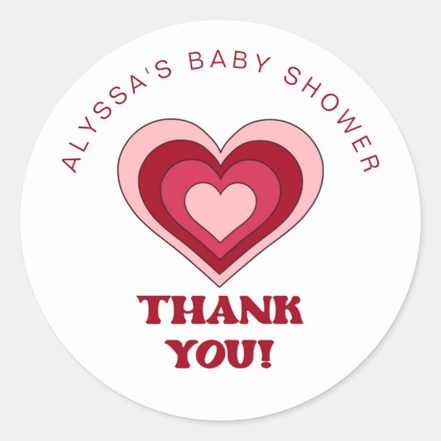 Stickers Baby shower de la Saint Valentin rose et  (Devant)