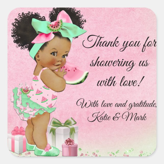 Stickers Baby shower de pastèque Favoriser (Devant)