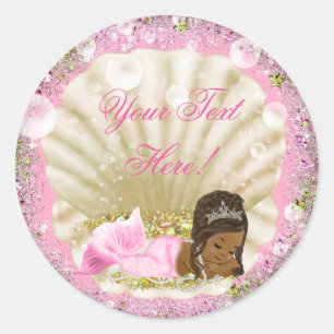 Stickers Baby shower de sirène afro-américaine