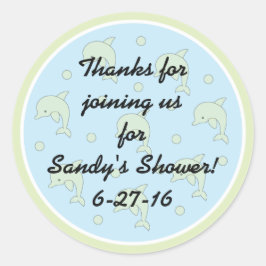 Stickers baby shower "Dolphins/Blue" 1 1/2" ou 3"