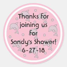 Stickers baby shower "Dolphins/Rose" 1 1/2" ou 3"