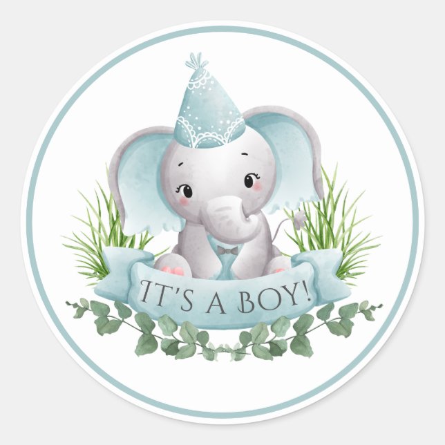Stickers Baby shower Elephant Boys (Devant)