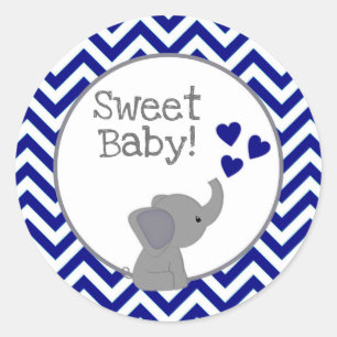 Stickers Baby shower Eléphant de la Marine Garçon 