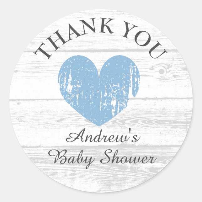 stickers baby shower en bois de grange blanc vinta (Devant)