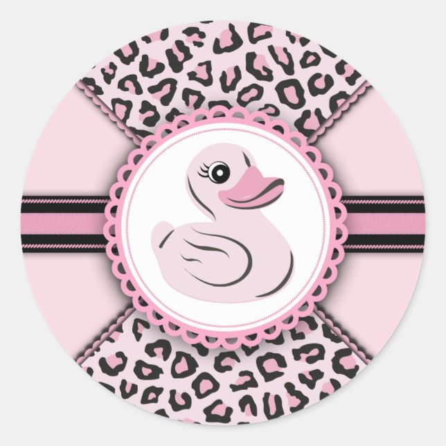 Stickers Baby shower en caoutchouc rose élégant (Devant)