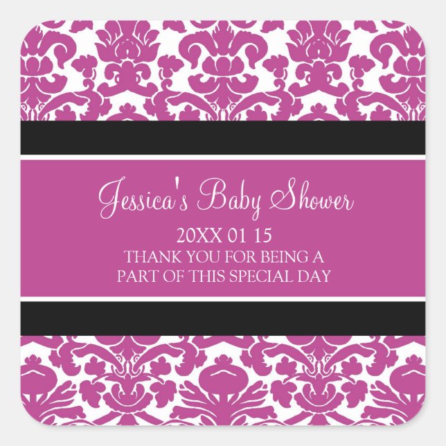 Stickers Baby shower en damas rose Favoriser (Devant)