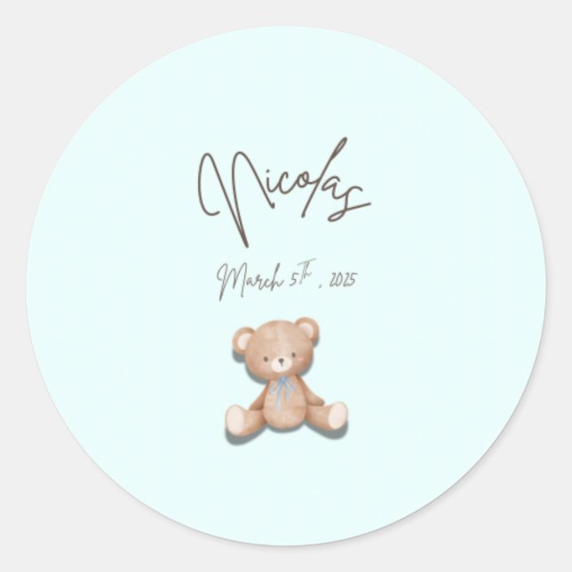 Stickers Baby shower en peluche (Devant)