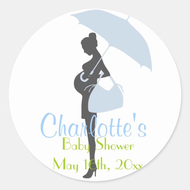 Stickers Baby shower en silhouette bleue (Devant)