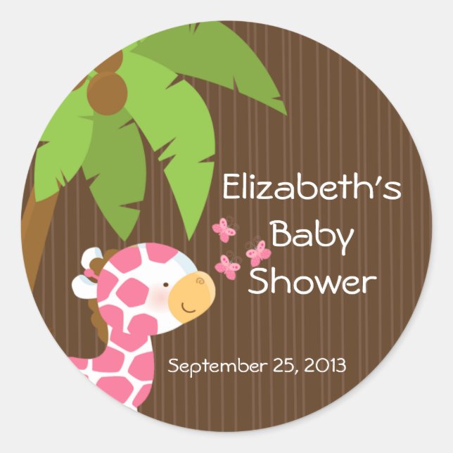 Stickers Baby shower fille Giraffe Safari mignonne (Devant)