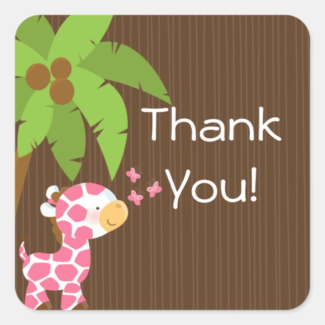 Stickers Baby shower fille Giraffe Safari mignonne (Devant)