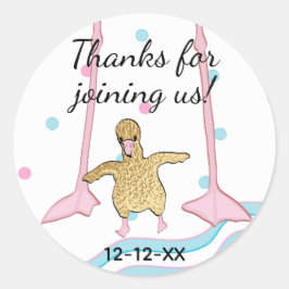 Stickers baby shower "Flamant rose bébé or & maman