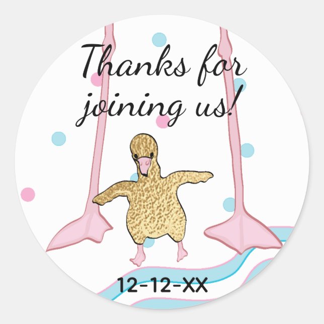 Stickers baby shower "Flamant rose bébé or & maman (Devant)