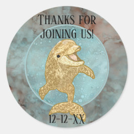 Stickers baby shower "Gold Baby Dolphin"