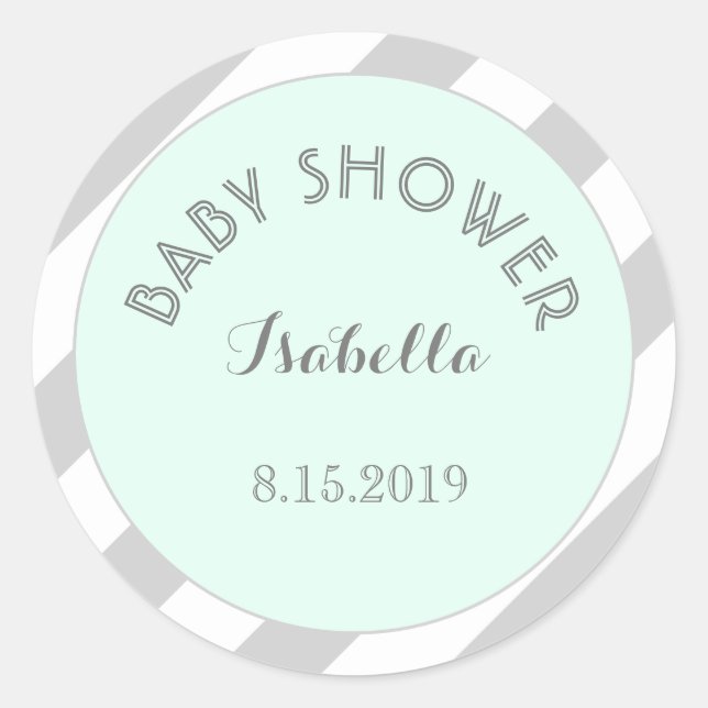 Stickers Baby shower Gris-Mint (Devant)