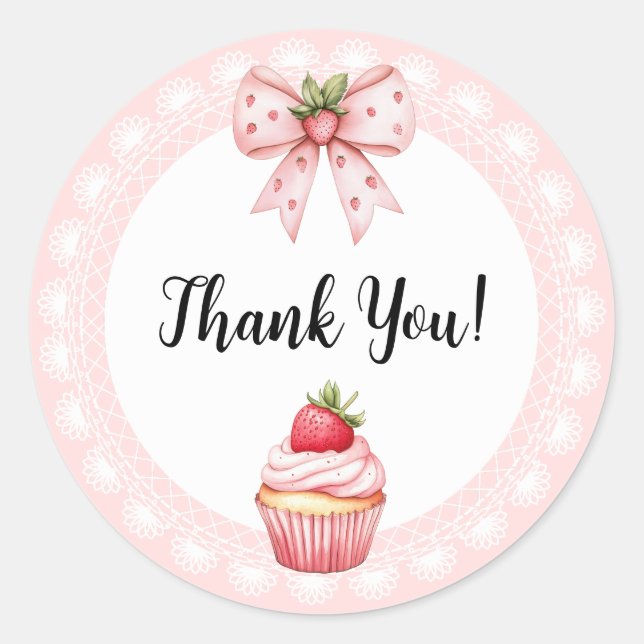 Stickers Baby shower Merci de la crème de fraise (Devant)