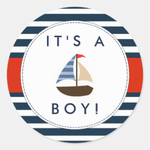 Stickers Baby shower nautique - C'est un garçon !