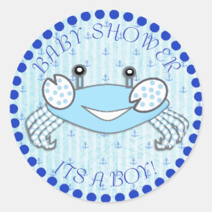 Stickers Baby shower nautique Merci Crabe