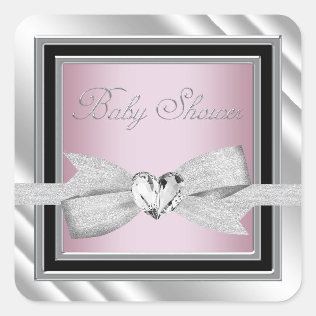 Stickers Baby shower noir rose argent élégant (Devant)