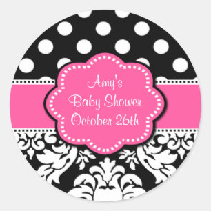 Stickers Baby shower noir rose Damask ou Anniversa