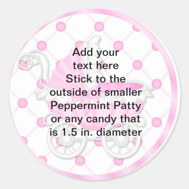 Stickers Baby shower Peppermenthe Patty FAVORS (Devant)