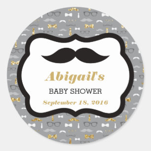 Stickers Baby shower petit homme, Or, gris, noir