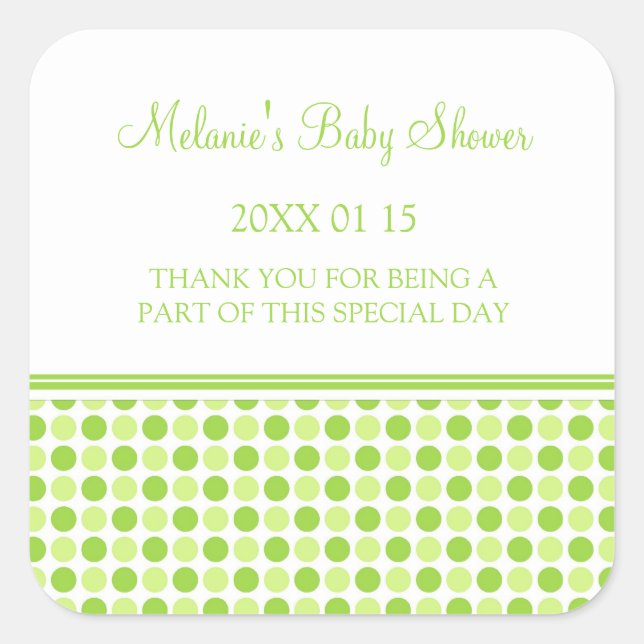 Stickers Baby shower points verts Favoriser les  (Devant)