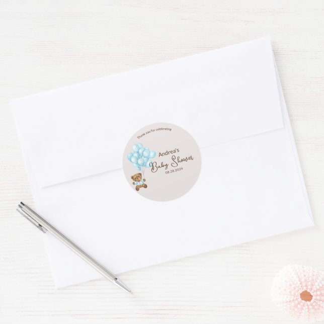 Stickers Baby shower pour bébé rose et ballons (Enveloppe)