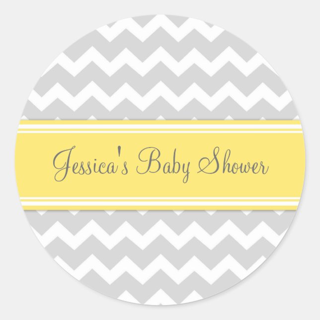 Stickers Baby shower préféré gris jaune (Devant)