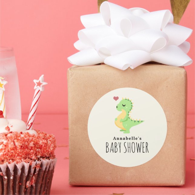Stickers Baby shower Preggosaurus Cute Dinosaur (Fête)
