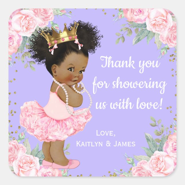 Stickers Baby shower Princess Rose (Devant)