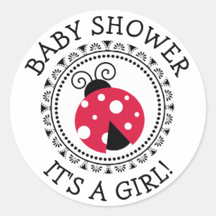 Stickers Baby shower Red Ladybug Girl