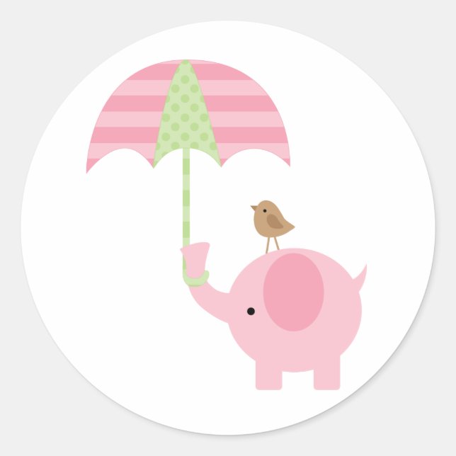 Stickers Baby shower rose éléphant (Devant)