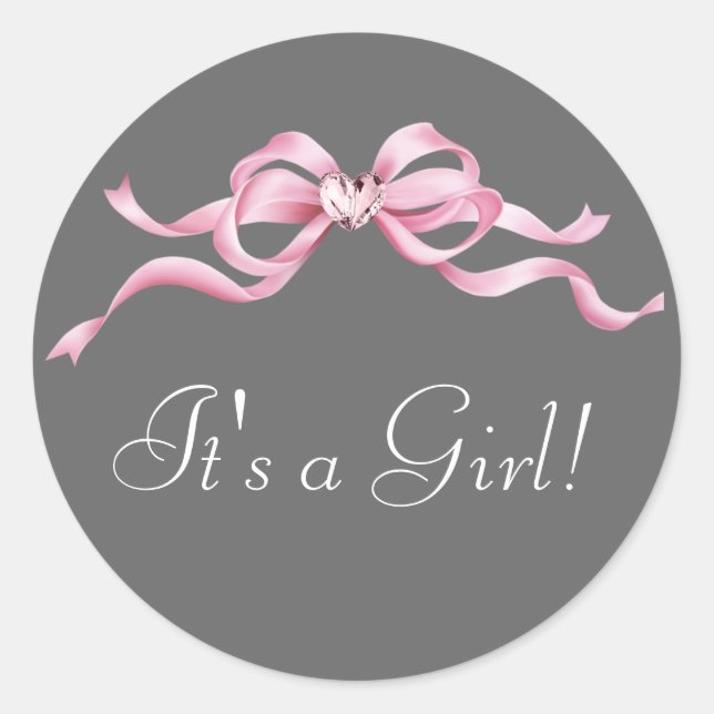 Stickers Baby shower rose et gris élégant (Devant)