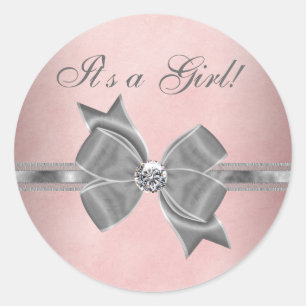 Stickers Baby shower rose et gris élégant