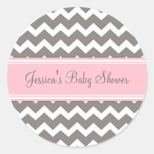 Stickers Baby shower rose Gris Chevron Favoriser l