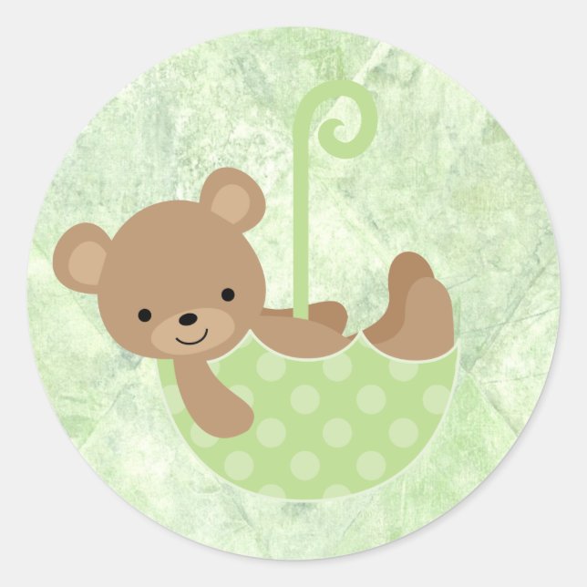 Stickers Baby shower rose ours (Devant)