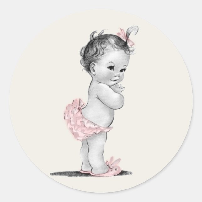 Stickers Baby shower rose vintage (Devant)