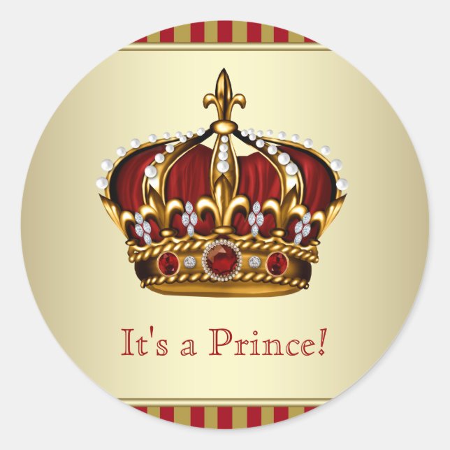 Stickers Baby shower rouge et or (Devant)