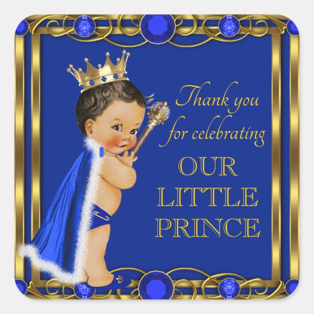 Stickers Baby shower Royal Blue Gold Ethnic Prince (Devant)