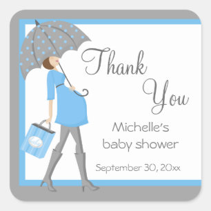 Stickers Baby shower Shopper Bleu Et Gris