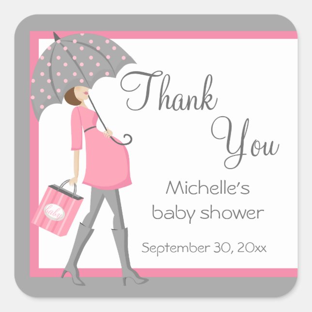 Stickers Baby shower Shopper Rose Et Grey (Devant)