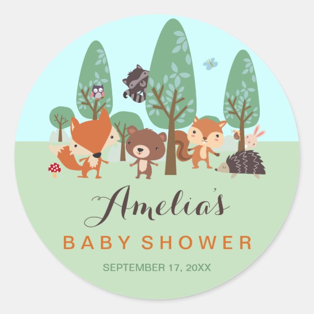Stickers Baby shower Sweodland Woodland Friends (Devant)
