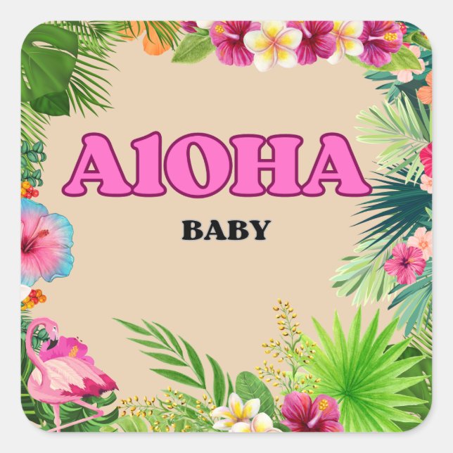 Stickers Baby shower tropical. (Devant)