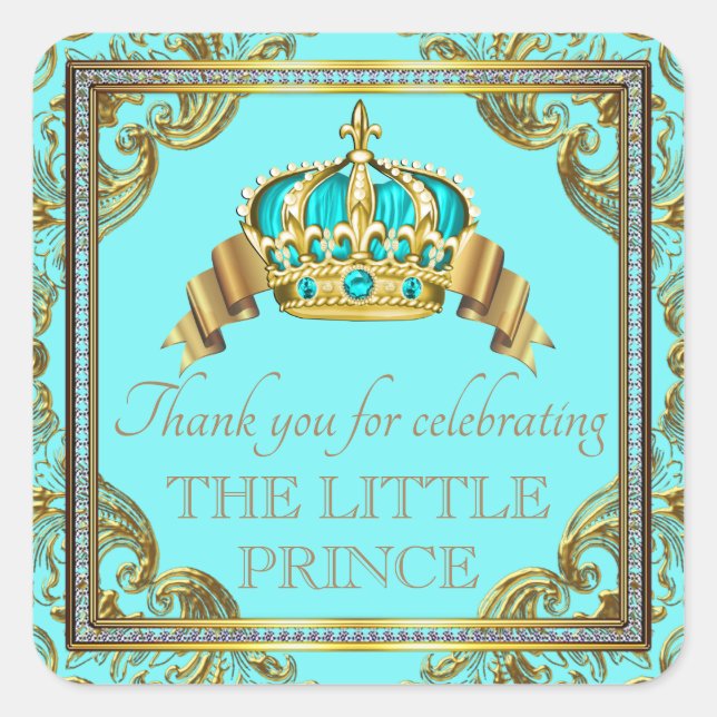 Stickers Baby shower turquoise Blue Gold (Devant)